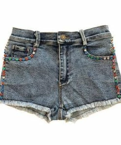 Lola + The Boys Girls Rainbow Crystal Denim Short