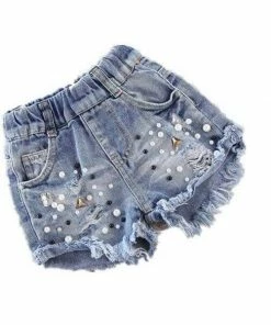 Lola + The Boys Rockstar Studded Denim Shorts