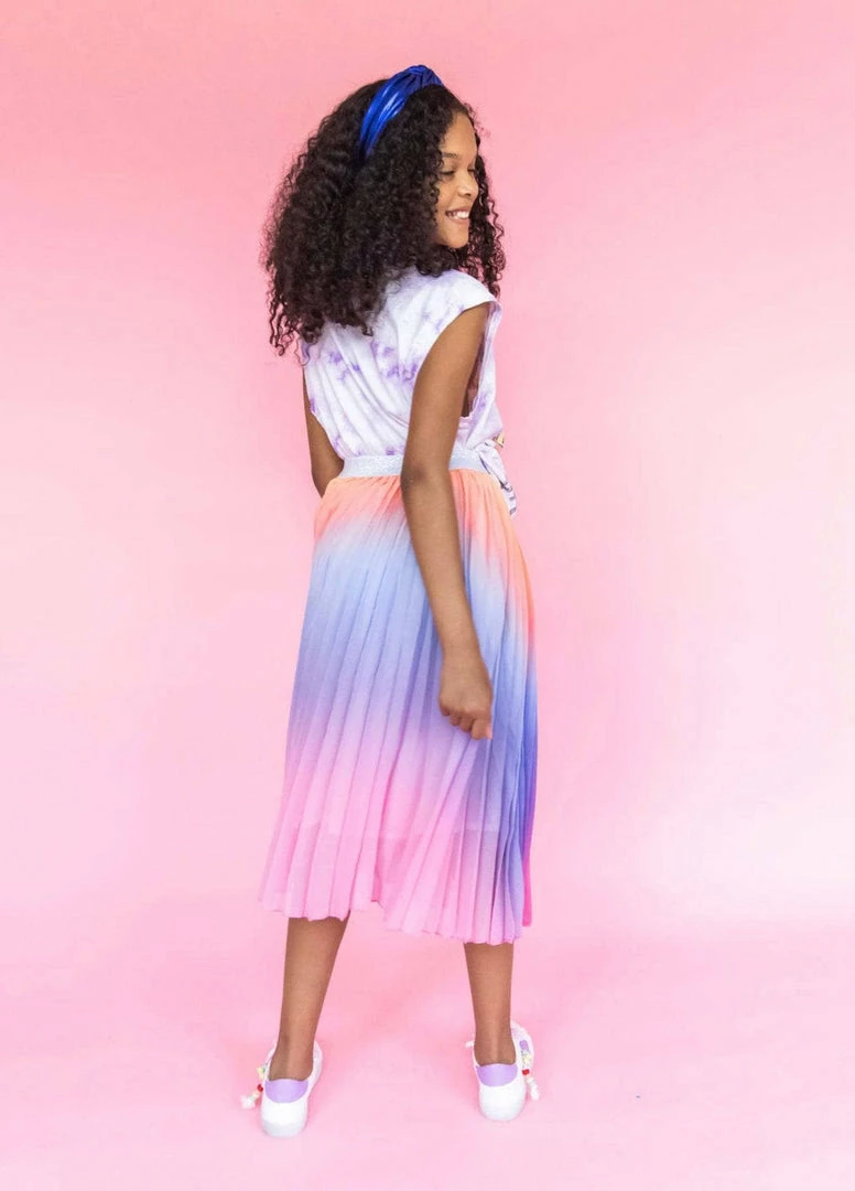 Lola + The Boys Sherbet Ombre Pleated Skirt
