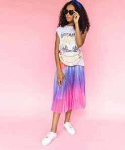 Lola + The Boys Sherbet Ombre Pleated Skirt