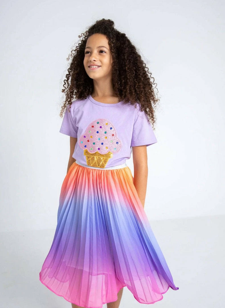 Lola + The Boys Sherbet Ombre Pleated Skirt