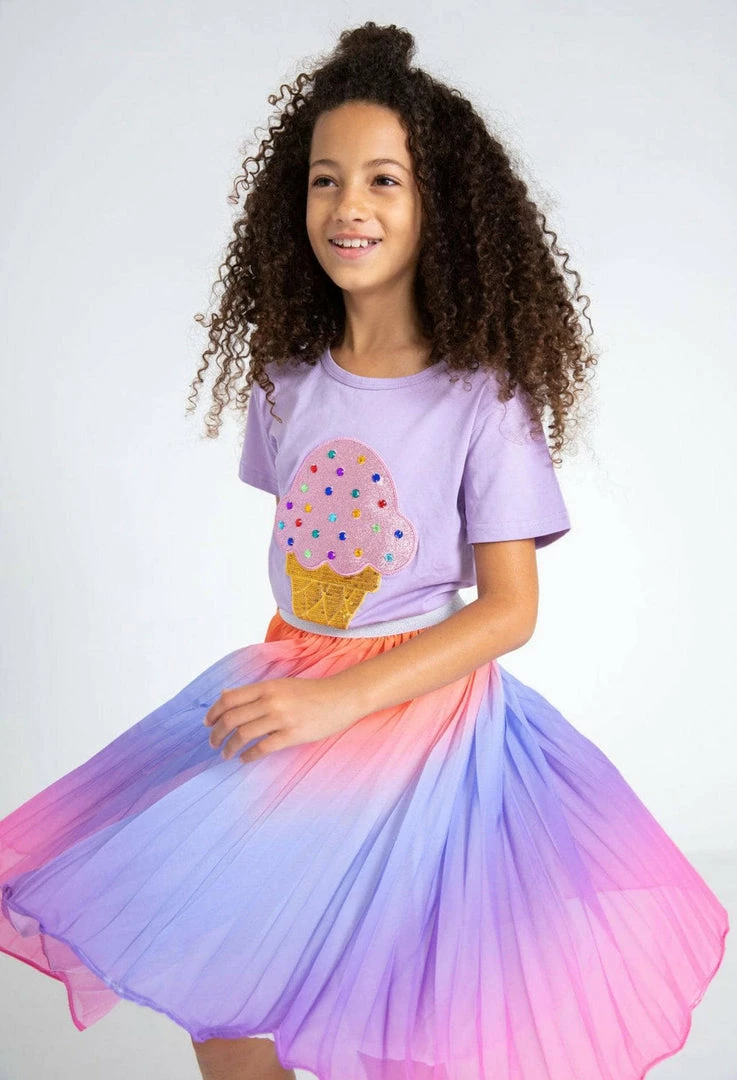 Lola + The Boys Sherbet Ombre Pleated Skirt