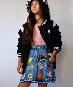 Lola + The Boys Girls All About The Patch Denim Skirt