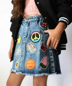 Lola + The Boys Girls All About The Patch Denim Skirt