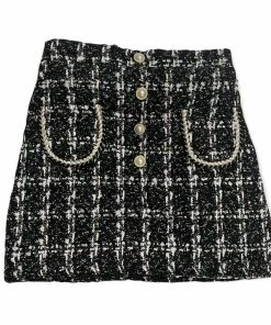Lola + The Boys Coco Tweed Pearl Skirt New Arrivals