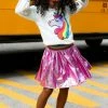Lola + The Boys Magenta Rainbow Foil Skirt Girls