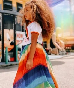 Lola + The Boys Rainbow Twirl Midi Skirt