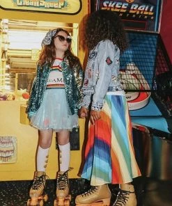 Lola + The Boys Rainbow Twirl Midi Skirt