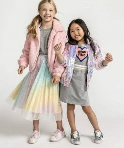 Lola + The Boys Girls Sparkly Rainbow Midi Skirt