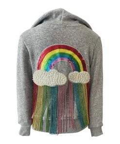 Lola + The Boys Crystal Rainbow Rain Hoodie