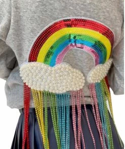 Lola + The Boys Crystal Rainbow Rain Hoodie