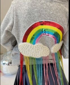 Lola + The Boys Crystal Rainbow Rain Hoodie