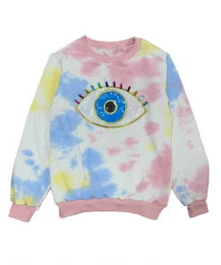 Lola + The Boys Evil Eye Tie Dye Sweatshirt Girls
