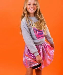 Lola + The Boys Girls French Fries Grey Sweatshirt