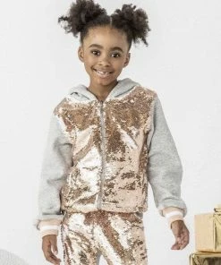 Lola + The Boys Goldie Flip Sequin Hoodie Girls