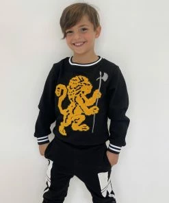 Lola + The Boys Lions Crest Navy Crewneck