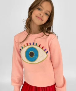 Lola + The Boys Girls Rainbow Evil Eye Sweatshirt