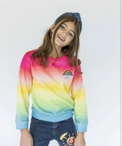 Lola + The Boys Rainbow Ombre Sweatshirt Girls