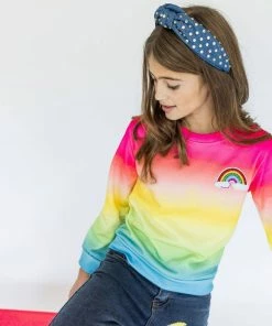 Lola + The Boys Rainbow Ombre Sweatshirt Girls