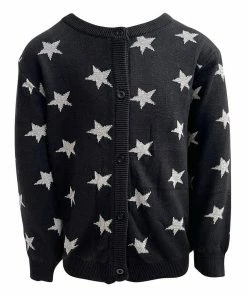 Lola + The Boys Shining Metallic Star Cardigan