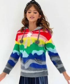 Lola + The Boys Shooting Star Rainbow Sweater