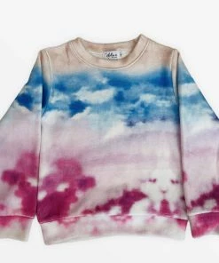 Lola + The Boys Girls Watercolor Sky Fuzzy Sweatshirt