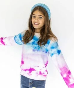 Lola + The Boys Girls Watercolor Sky Fuzzy Sweatshirt
