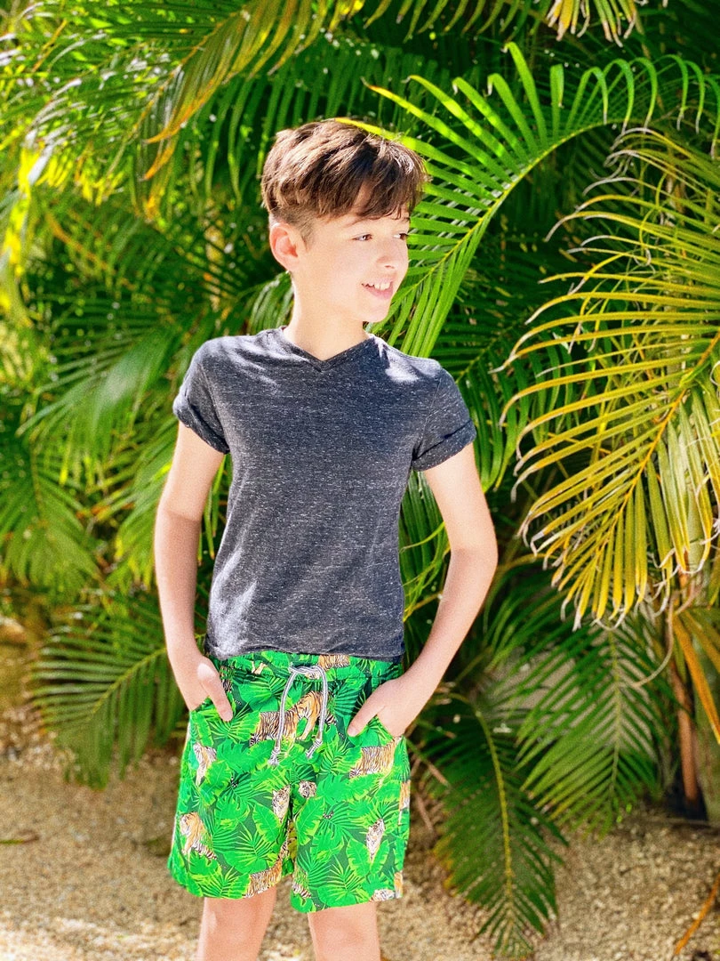 Lola + The Boys Boys Tiger Swim Shorts