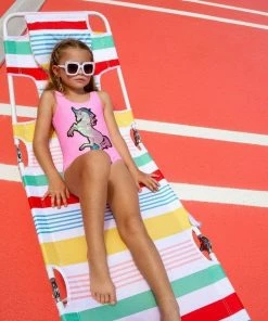 Lola + The Boys Girls Neon Unicorn Swimsuit