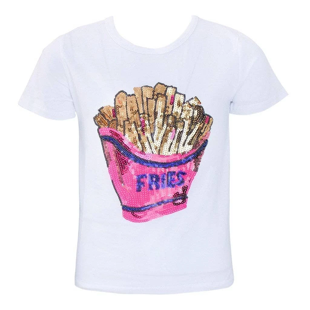 Lola + The Boys New Arrivals French Fries Sequin T-Shirt