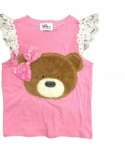 Lola + The Boys Fuzzy Teddy Bear Bow Tank Girls