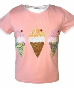 Lola + The Boys Girls Peach Ice Cream Ringer T-Shirt