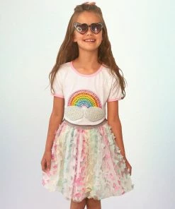 Lola + The Boys Rainbow Pearl Patch T Shirt