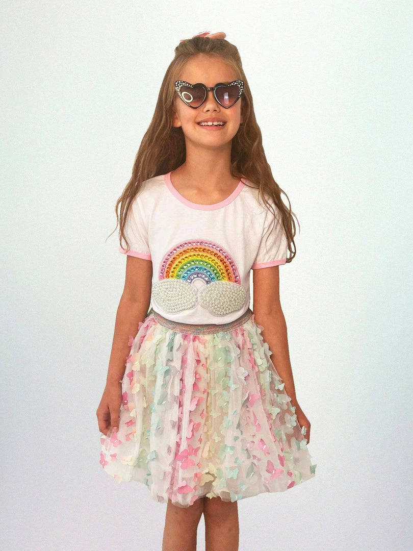 Lola + The Boys Rainbow Pearl Patch T Shirt