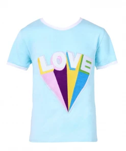 Lola + The Boys Girls Rainbow Love Ringer T-Shirt