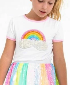 Lola + The Boys Rainbow Pearl Patch T Shirt
