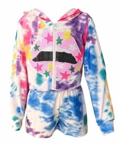 Lola + The Boys Tie Dye Lips Short Set New Arrivals
