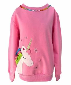 Lola + The Boys Unicorn Stars Gem Pink Sweatshirt