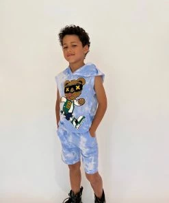 Lola + The Boys Varsity Bear Tie Dye Hoodie Set